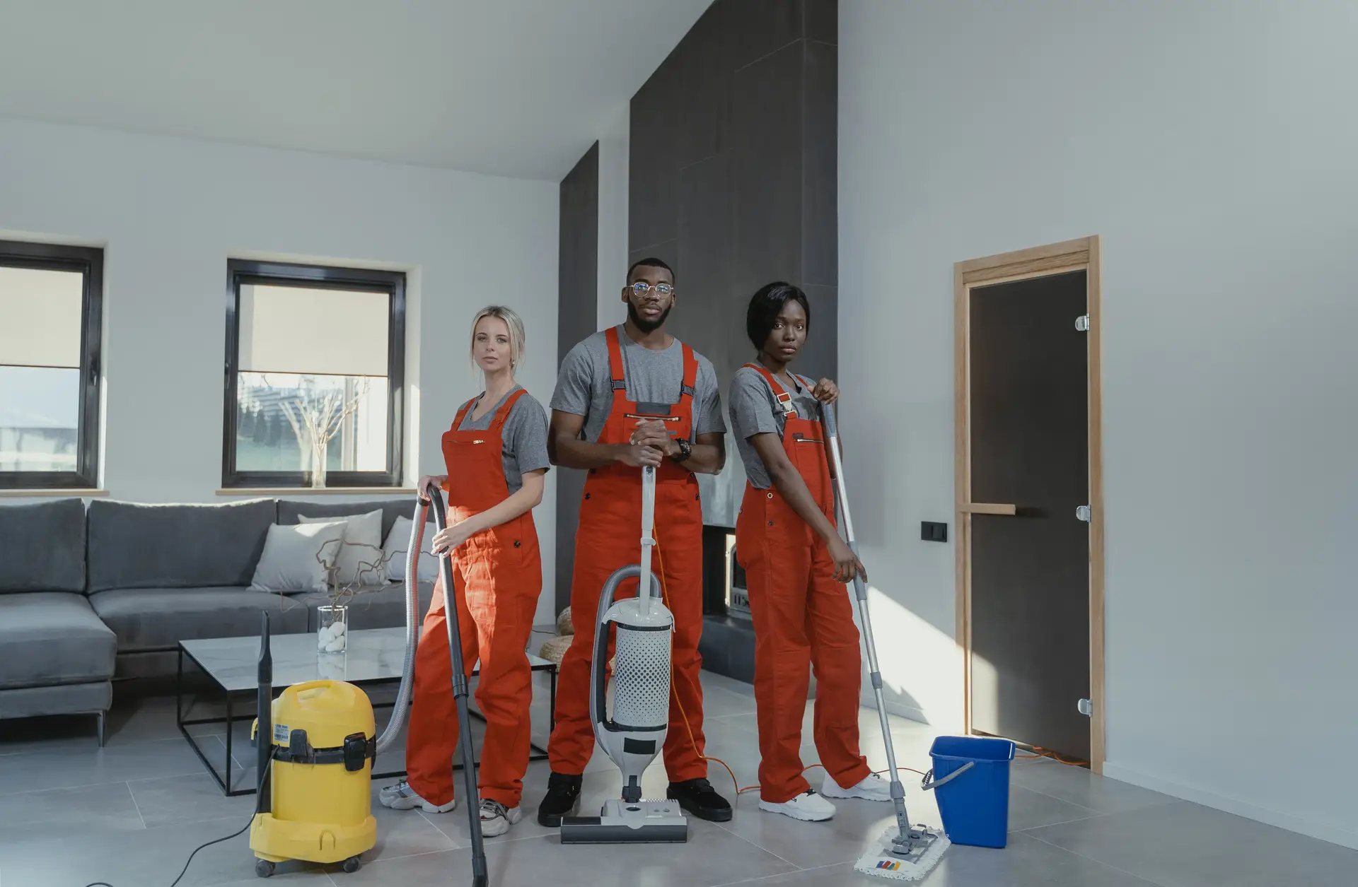 Professional cleaning team in a modern New Zealand home